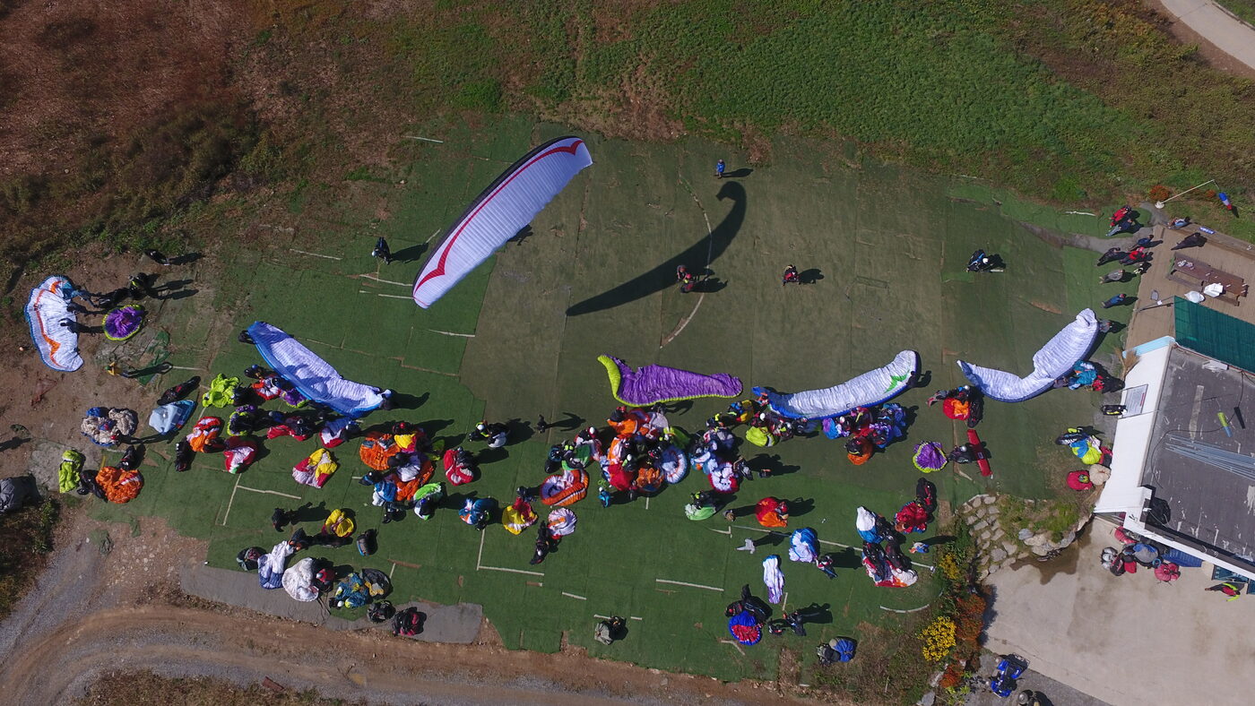 Pilots from around the world at the site